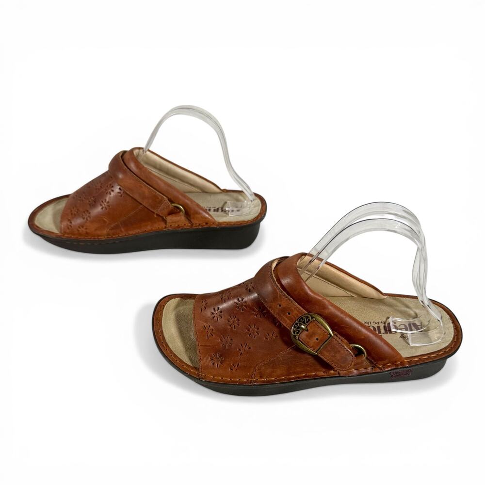 Alegria Women's 41 Klover Burnished Tawney Brown Leather Slip On Comfort Sandals - Picture 2 of 10